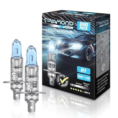 Abbildung von Diamond Vision 2x H1 12V 55W Ultra Intense 4200K Halogen KFZ Autolampen zweimal so langlebig Duobox E Prüfzeichen
