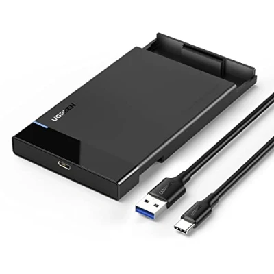 Abbildung von UGREEN Festplattengehäuse 2,5 Zoll USB C 3.2 Gen 2 auf SATA III bis zu 6 Gbps Externes Gehäuse für SSD und HDD in Höhe 9.5mm/7mm UASP unterstützt, mit 3.1Kabel werkzeugfreie Montage
