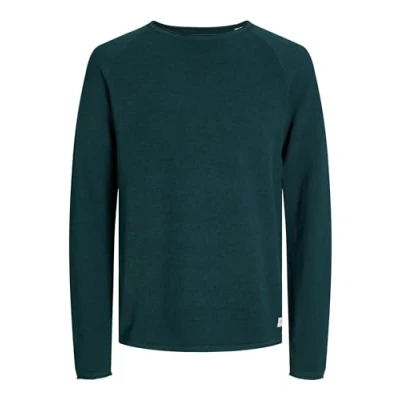 Abbildung von Jack &amp; Jones Jjehill CREW NECK NOOS Strickpullover, Herren, Größe: Large, Deep teal