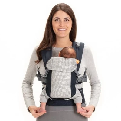 Abbildung von Beco Gemini Cool Babytrage Neugeborene ab Geburt bis Kleinkind 4 Tragepositionen, Baby Trage, Geburt, Ergonomischer Carrier mit verstellbarem Sitz, 3 16 kg (Marineblau)