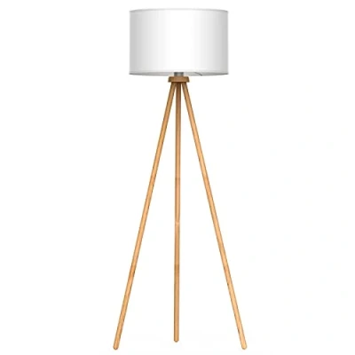 Abbildung von tomons Stehlampe Wohnzimmer, Led Holz, Leselampe Lampenschirm Vintage für das Schlafzimmer und andere Zimmer, Skandinavischer Stil Stehleuchte, 148 cm Höhe