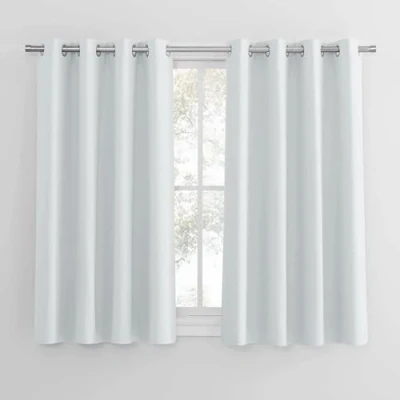 Abbildung von PONY DANCE Verdunkelungsvorhang weiß 2 Stücke Kurze Gardinen mit Ösen Scheibengardinen für Wohnzimmer Kleine Fenster Ösenvorhang, H 137 x B 117 cm, Grau