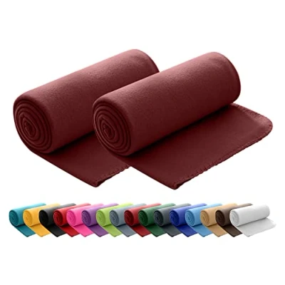 Abbildung von wometo 2er Set Polar Fleecedecke oekoTex 130x160 cm ca. 400g wertiges Gewicht mit Anti Pilling Kettelrand Farbe braun