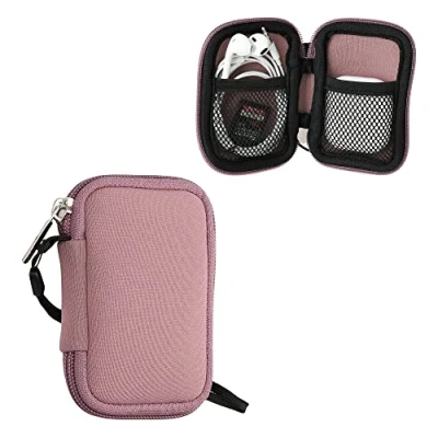 Abbildung von kwmobile in Ear Kopfhörer Tasche kompatibel mit Headphones Hülle Neopren Cover Case 6 x 9 cm Innenmaße Etui Dark Rose