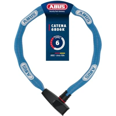 Abbildung von ABUS Kettenschloss Catena 6806K Leichtes Fahrradschloss aus gehärtetem Stahl mit modischem Textilschlauch Vierkantkette Sicherheitslevel 6 85 cm Blau