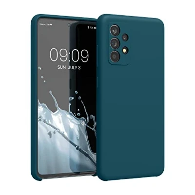 Abbildung von kwmobile Hülle kompatibel mit Samsung Galaxy A52 / 5G A52s Silikon Handy Case Handyhülle weiche Oberfläche kabelloses Laden Petrol matt