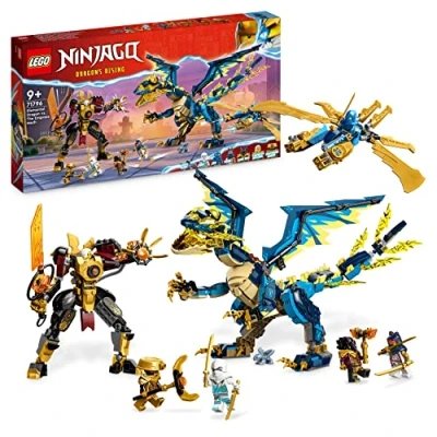 Abbildung von LEGO 71796 NINJAGO Kaiserliches Mech Duell gegen den Elementardrachen, großes Set mit Drachen Spielzeug, Action Figur, Ninja Flieger &amp; 6 Minifiguren, Sammlerstück Geschenk für Kinder, Jungen, Mädchen