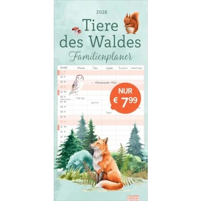 Abbildung von tm Tiere des Waldes Familienplaner 2026: Wandkalender 2026 zum Eintragen mit zauberhaft illustrierten Waldtieren. Familienkalender 5 Spalten Platz für alle wichtigen Termine (Familienplaner Heye)