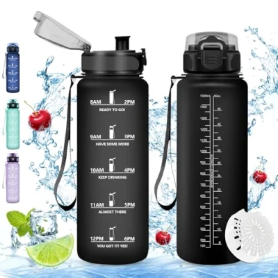 Abbildung von Vikaster große trinkflasche, 1.5l BPA frei Trinkflasche Fahrrad, Auslaufsicher, Kohlensäure Geeignet, sport für Fitness, Outdoor