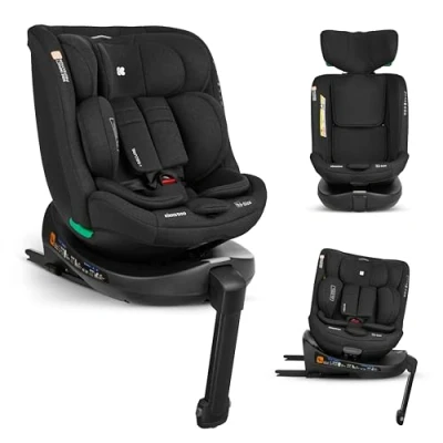 Abbildung von KikkaBoo i Secure Kindersitz 036 kg (Gruppe 0/1/2/3) mit ISOFIX &amp; 360 Drehung Size Autositz für Babys Kleinkinder, 40150 cm, ab 6 Monate bis 12 Jahre, verstellbare Kopfstütze, Schwarz