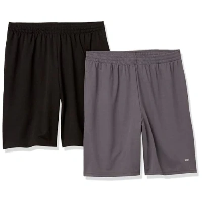 Abbildung von Amazon Essentials Herren Leichte Performance Funktionsshorts In Lockerer Passform (Erhältlich Übergrößen), 2er Pack, Kohlegrau/Schwarz, XL