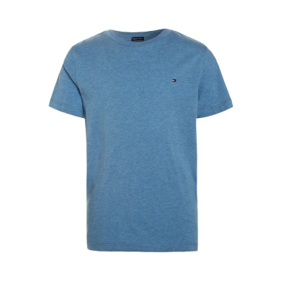 Abbildung von Tommy Hilfiger Jungen T Shirt Kurzarm Rundhalsausschnitt, Blau (Dark Allure Heather), 16 Jahre
