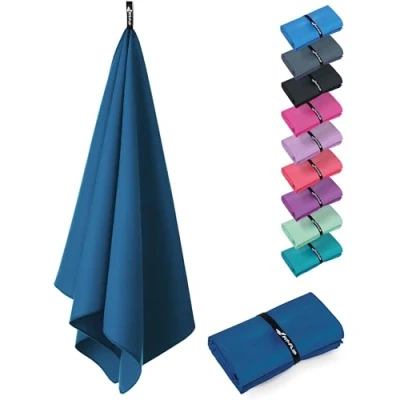 Abbildung von Fit Flip Microfaser Handtücher kompakt und leicht Mikrofaser Handtuch schnelltrocknend als Reisehandtuch, Sporthandtuch, Strandtuch Badetuch groß (1x 180x90cm, Azure Blue)
