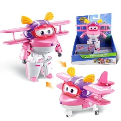 Abbildung von Super Wings EU770238 Transforming Ellie, ca. 12 cm große verwandelbare Spiel Figur, Roboter und Flugzeug, für Kinder ab 3 Jahren, Pink