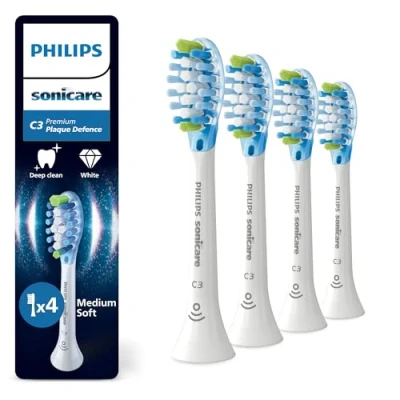 Abbildung von Philips Sonicare C3 Premium Plaque Defense, Original Ersatzbürstenköpfe, Weiß, 4er Pack, HX9044/87