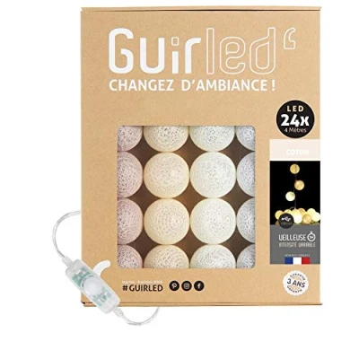 Abbildung von GuirLED LED Baumwollkugeln Lichterkette USB Baby Nachtlicht 2h Dual 2A Netzteil enthalten 3 Intensitäten 24 Kugeln 2.4m Baumwolle