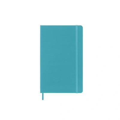 Abbildung von Moleskine Klassisches Notizbuch, Liniertes Hardcover und Elastischer Verschluss, Großes Format 13 x 21 cm, Farbe Türkisblaues Riff, 240 Seiten