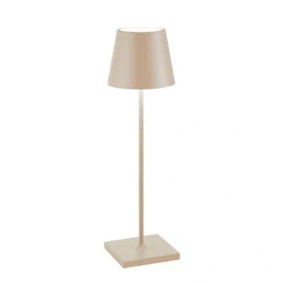Abbildung von Zafferano, Poldina Pro Lampe, Kabellose, Wiederaufladbare Tischlampe mit Touch Control, Auch für den Außenbereich Geeignet, Dimmer, 2200 3000 K, Höhe 38 cm, Farbe Sand