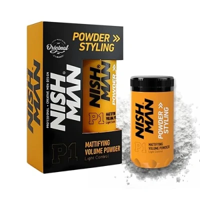 Abbildung von Nishman Haarstyling Puder 20g Maximaler Volumenschub und Textur Perfektes Haar Styling für flexiblen Halt mattes Finish (20g, P1 Mattifying Volume Light Control)