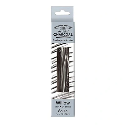 Abbildung von Winsor &amp; Newton 7005176 Natural Charcoal Zeichenkohle aus Weidenholz, deckende in Künstlerqualität ideal für Kohlezeichnungen mit hohen Kontrasten Dünn, 24 Stück