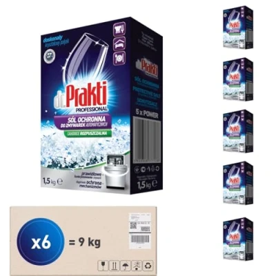 Abbildung von dr.Prakti Spülmaschinensalz Schützt vor Kalk, zieht Wasserhärte ab, verlängert die Lebensdauer der Spülmaschine, 1,5 kg Multipack 6 Stück