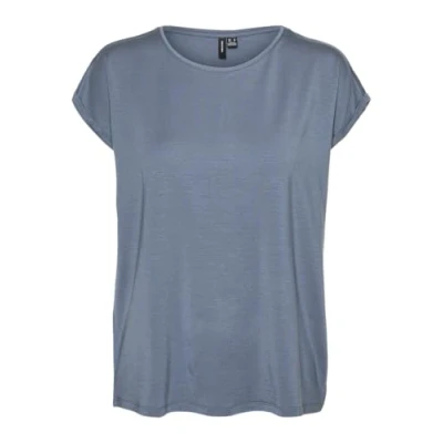 Abbildung von VERO MODA Damen Vmava Plain Ss Top Gajrs Noos T Shirt, China Blue, XS