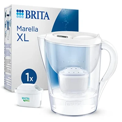Abbildung von BRITA Wasserfilter Kanne Marella XL weiß (3,5l) inkl. 1x MAXTRA PRO All in 1 Kartusche zur Reduzierung von Kalk, Chlor, Blei, Kupfer &amp; geschmacksstörenden Stoffen im Wasser