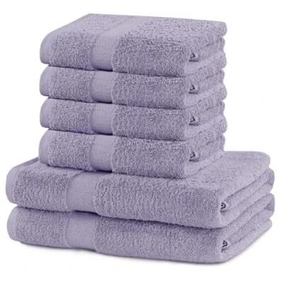 Abbildung von DecoKing 6er Set Baumwolle Qualität 525g/m² 4 Handtücher 50x100 cm und 2 Badetücher 70x140 lila saugfähig Marina