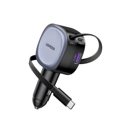 Abbildung von UGREEN Zigarettenanzünder USB C 75W Einziehbares Auto Ladegerät KFZ Schnellladegerät Handy zubehör 12v Ladekabel Adapter für iPhone 16, ipad, Galaxy S24 S25, GPS usw