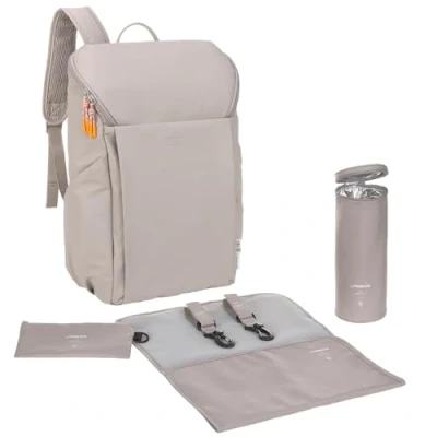 Abbildung von LÄSSIG Baby Wickelrucksack mit Wickelunterlage, Kinderwagenbefestigung und Flaschenhalter/GRE Slender Up Backpack taupe