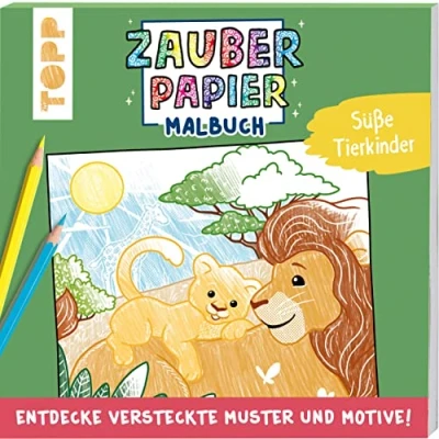Abbildung von Zauberpapier Malbuch Süße Tierkinder: Entdecke versteckte Muster und Motive!