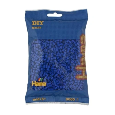 Abbildung von Hama Perlen 201 08 Bügelperlen Beutel mit ca. 3000 Midi Bastelperlen Durchmesser 5 mm in Blau, kreativer Bastelspaß für Groß und Klein