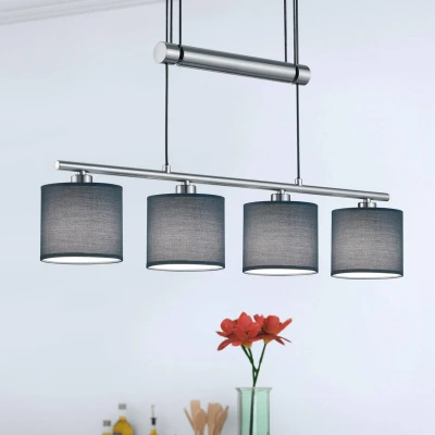 Abbildung von Trio Leuchten Jojo Pendelleuchte Garda, 305400411 Nickel matt, E14, Stoffschirm Grau, 13.5 x 77 150 cm