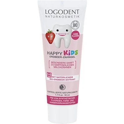 Abbildung von Logodent Naturkosmetik Happy Kids Erdbeer Zahngel mit Natürlichem Kieselgel, 50 ml