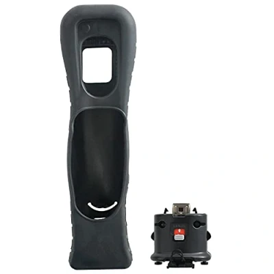 Abbildung von OSTENT MotionPlus Motion Plus + Silikonhülle kompatibel für Nintendo Wii Remote Controller Spiel Farbe Schwarz