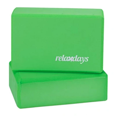 Abbildung von Relaxdays Unisex Erwachsene Yogablock im 2er Set, Klötze Übungen, Hartschaum, rutschfest, Yoga Würfel HBT 8x23x15 cm, grün f