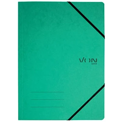 Abbildung von VON Leitz 5er Pack Dokumentenmappe A4, Mit Gummibandverschluss, Karton, Für 150 Blatt, leichte Projekt &amp; Papieraufbewahrung, Schule, Studium Zuhause, Grün, 30110055