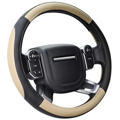 Abbildung von COFIT Anti Rutsch Lenkradhülle Lenkrad Abdeckung Atmungsaktiv Lenkradbezug aus Mikrofaser Leder L 39 40.5cm Beige and Schwarz