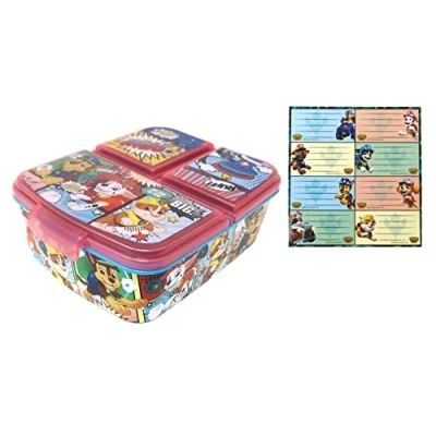 Abbildung von Theonoi Kinder Brotdose Lunchbox Sandwichbox mit Fächern Brotbox Unterteilung BPA frei Namensaufkleber (Paw Patrol)