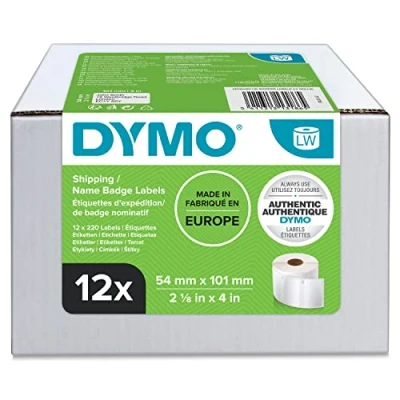 Abbildung von DYMO Original LabelWriter Versandetiketten/ Namensschilder (Groß) 54 mm x 101 12 Rollen mit je 220 leicht ablösbaren Etiketten (2.640 Etiketten) für Etikettendrucker