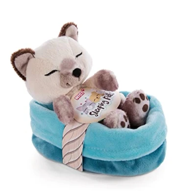 Abbildung von NICI 47893 Kuscheltier Körbchen 12 cm Sleeping Pets Plüschtier Siam Mädchen, Jungen &amp; Babys Stofftier Katze zum Kuscheln, Spielen Schlafen Gemütliches Schmusetier, beige