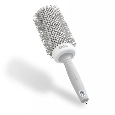 Abbildung von Olivia Garden Expert Blowout Speed Weiß &amp; Grau 55 Keramik Rundbürste mit extra langem Barrel für 25% schnellere Blowouts
