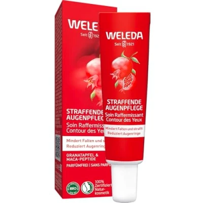 Abbildung von WELEDA Bio Straffende Augenpflege Naturkosmetik Natural Anti Aging Augencreme mit Granatapfelsamenöl &amp; Maca Peptiden. mindert Falten Augenringe. Strafft die Haut um Augen (1x12ml)