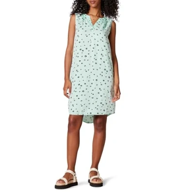 Abbildung von Amazon Essentials Damen Ärmelloses, gewebtes Etuikleid, Aquablau Mohnblume, XS