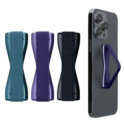 Abbildung von kwmobile Smartphone Fingerhalter 3 Set Handy Halter Griff Halterung Einhandbedienung 3X Handyhalter in Metallic Zodiac Blue Blauviolett Karibikblau