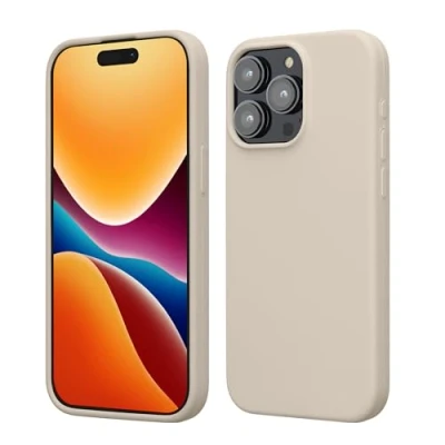 Abbildung von kwmobile Handyhülle für iPhone 15 Pro Max Hülle, Case Hülle Silikon kabelloses Laden Creme