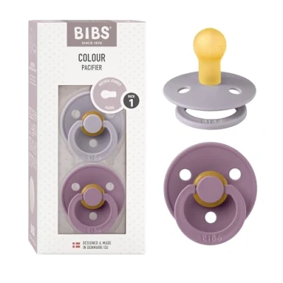 Abbildung von BIBS Colour Schnuller 2er Pack, BPA frei, Kirschform Nippel. Naturkautschuk / Latex, Hergestellt in Dänemark. 0 6 Monate (2er Pack), Mauve Fossil Grey