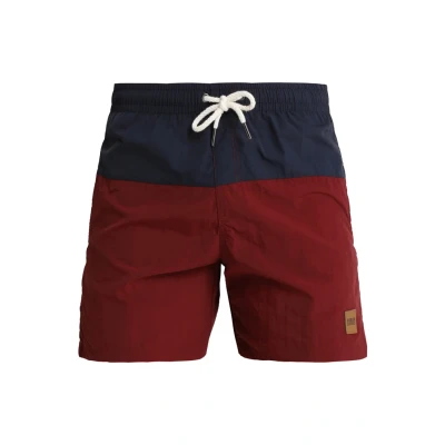 Abbildung von Urban Classics Block Badeshorts, Herren, Größe: Small, Navy/burgundy