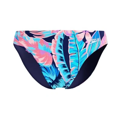 Abbildung von Speedo Print Beachstar Brief Badehose Slip, Herren, Größe: 6, Blue/pink