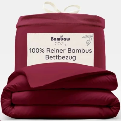 Abbildung von Roter Bettbezug 200x200 cm Bettwäsche Bambus Bettdecke Atmungsaktive Allergie Deckenbezug Kühlend Besser Schlafen Bambaw